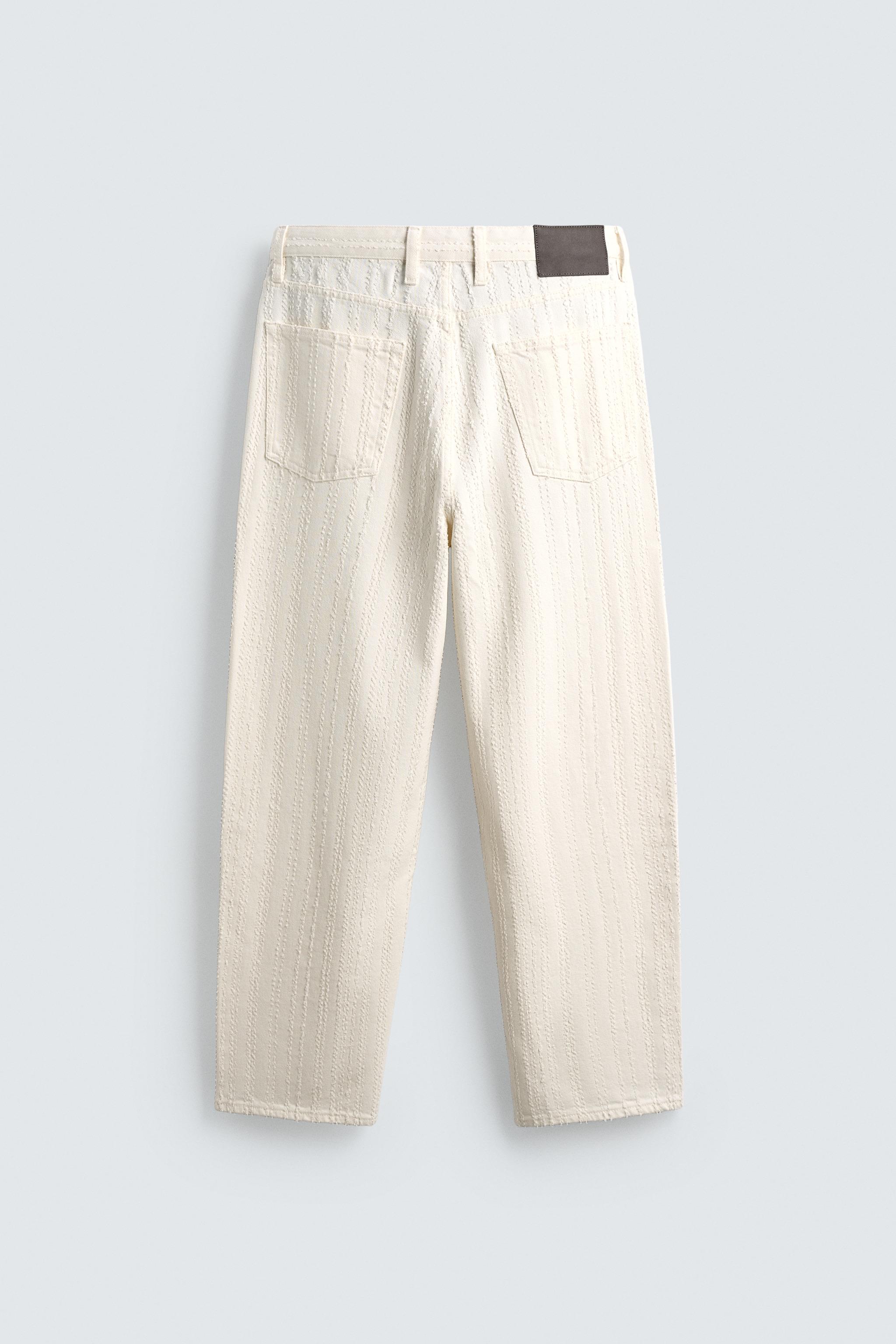 STRIPED TEXTURED JEANS